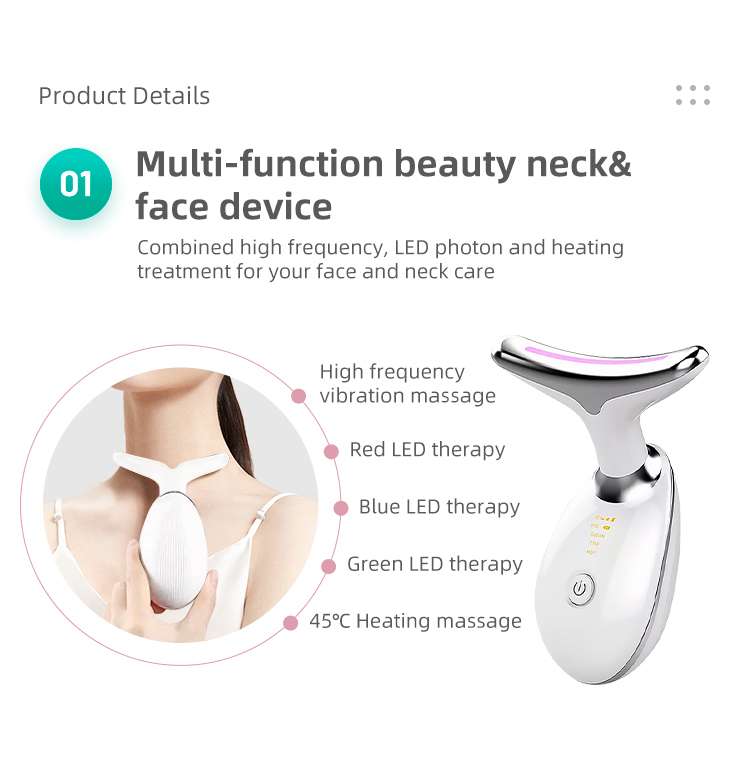 7 Color Light Based Facial and Neck Massager – Face Massager Tool for Skin Care at Home - Image 2